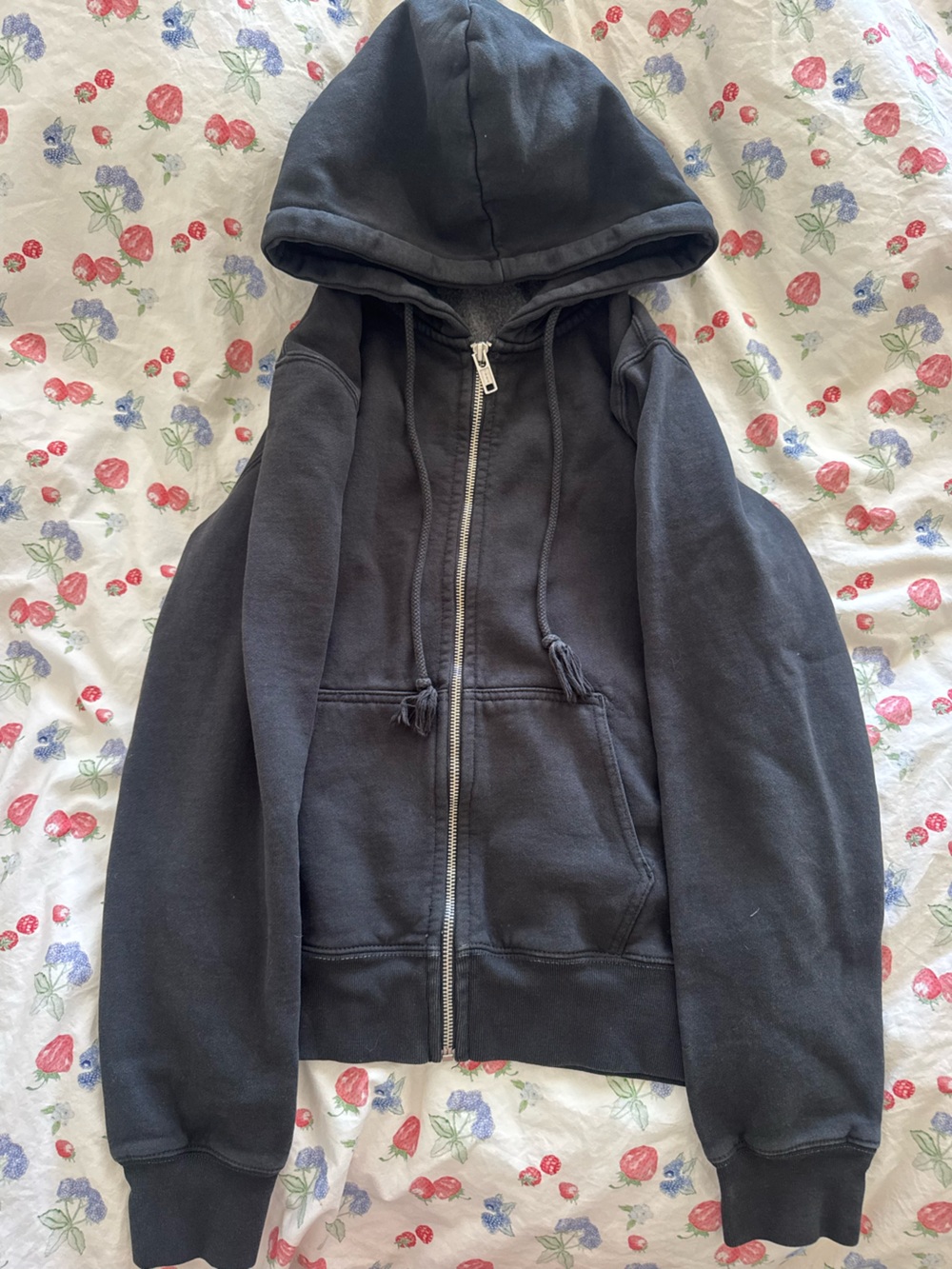 Brandy Melville Black Zip-Up Hoodie
